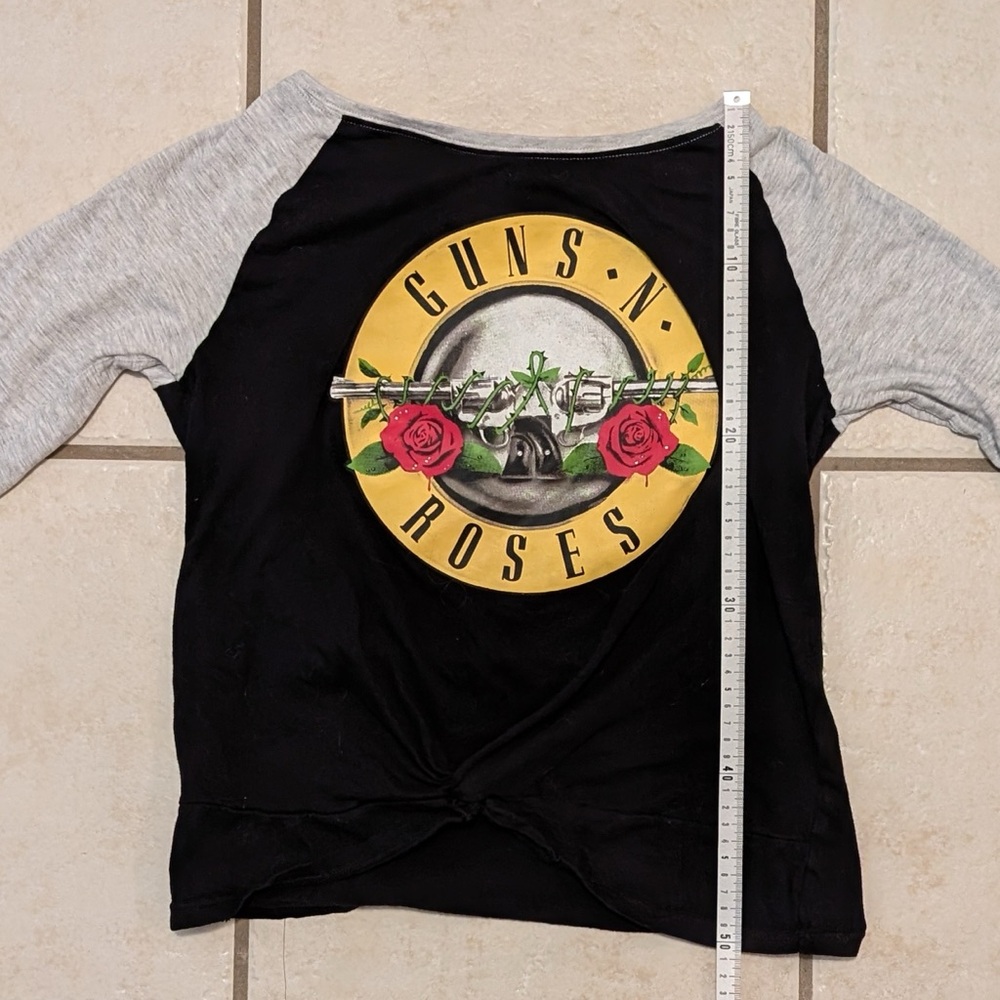100% Cotton Tie Botton Guns n Roses Women’s Raglan Longsleeve Tee Band Tee - Picture 8 of 11